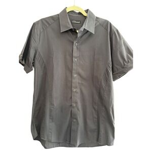 7 Diamonds Mens Button Up Short Sleeve Gray Casual Dress‎ Shirt Large